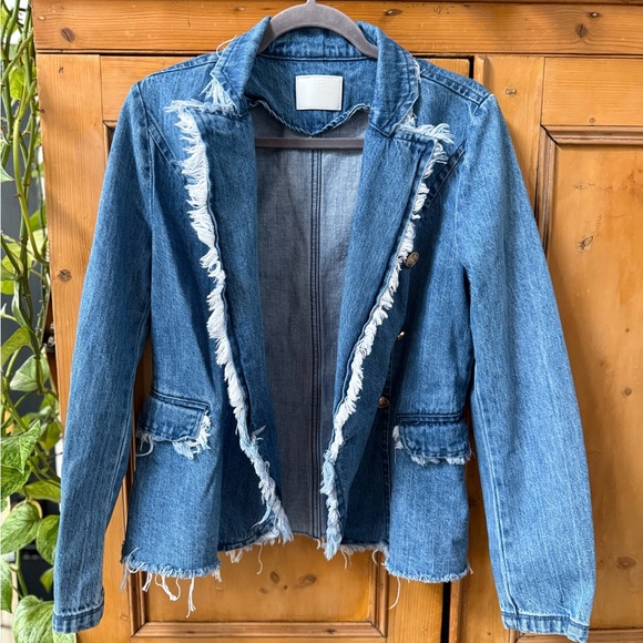 BLUE REVIVAL LINDSAY FRAYED DENIM BLAZER SIZE Medium - Picture 3 of 8